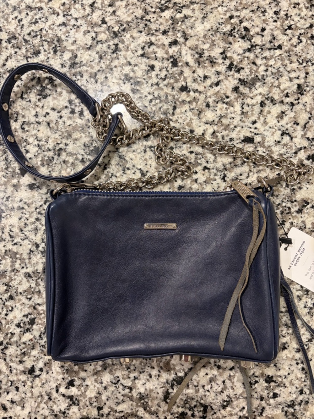 Rebecca Minkoff Navy Leather Crossbody Bag with Chain Strap